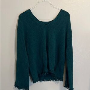 Anthropologie Teal V-Neck Women's Sweater